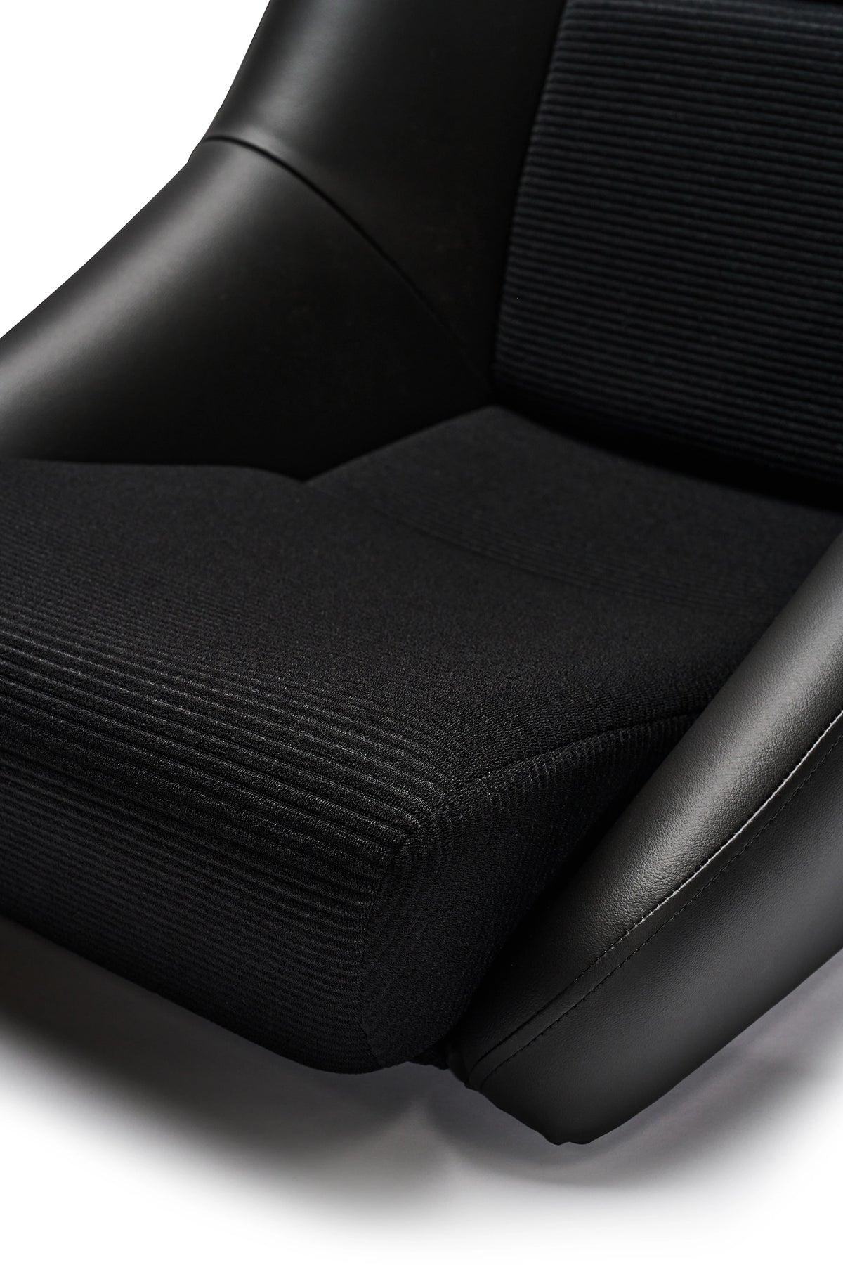 Black scheel 101 seat with black corduroy looking at seat bottom fabric detail #color_Black Corduroy