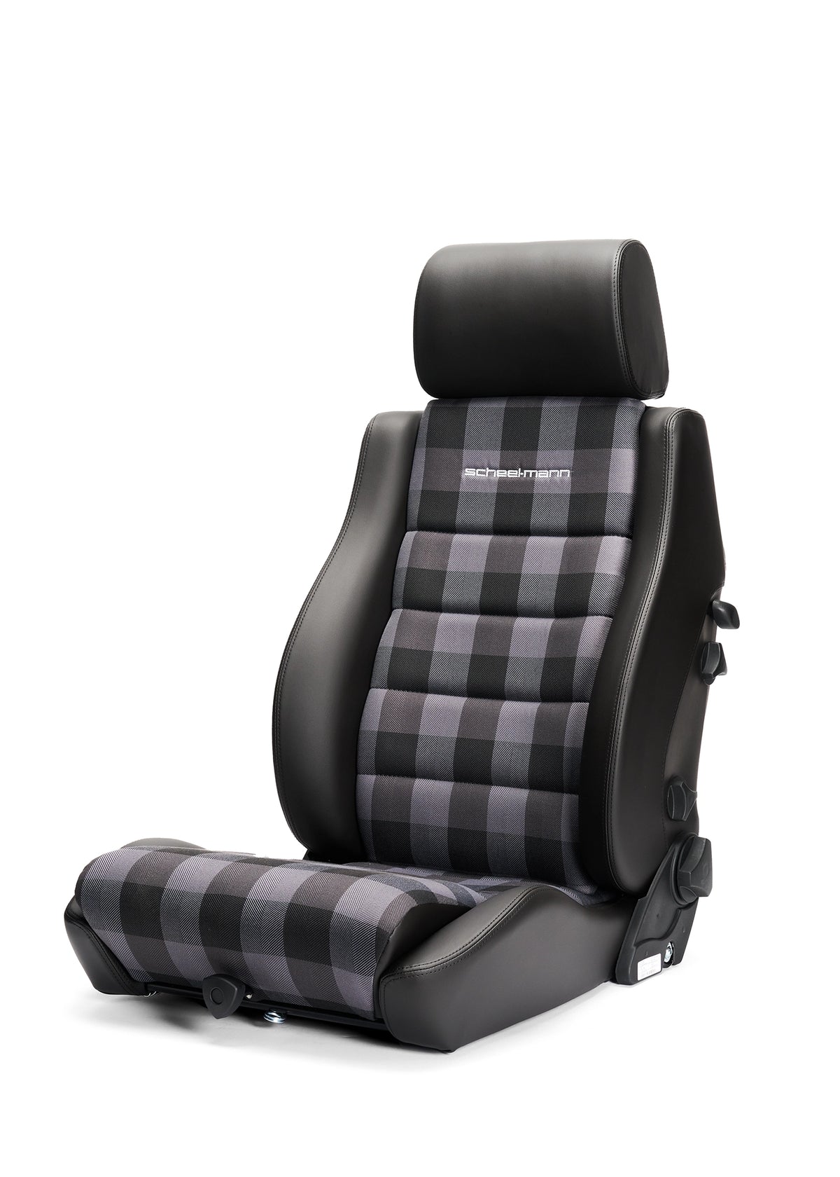 Black Vario F seat in Rodeo fabric, front 3/4 shot