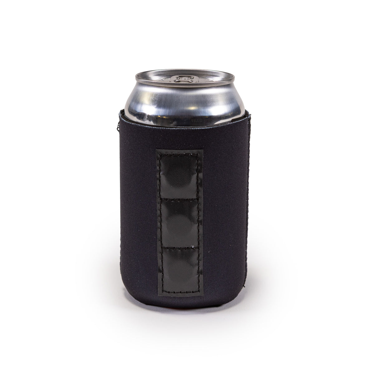 black scheel-mann magnetic koozie, back detail of the magnetic surface